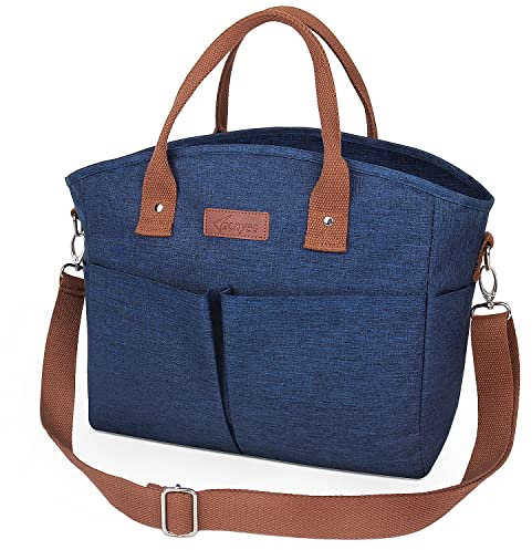 zonyee Kühltasche Lunchtasche, Faltbare Isoliert Kühler Tasche mit Schultergurt, Wasserdichte Picknicktasche Thermotasche für Damen und Herren, Isoliertasche für Picknick, Einkaufe, Arbeit - Blau
