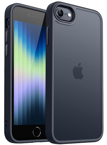 CANSHN Cover Opaca per iPhone SE 3/2 (2022/2020) / 7/8 (4,7 Pollici), Custodia Traslucida Opaca Protettiva Sottile Antiurto - Nero