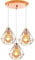 TOKIUS Lustre Suspension 3 lampes Industrielle Luminaire Plafonniere E27 Vintage Plafond Abat-jour Rétro Design Métal Cage Ø160mm éclairage de plafond Cuisine Salon,Cuivré (3 lampes-base ronde)