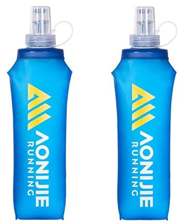 AONIJIE Lot de 2 bouteilles d'eau souples pliables en TPU sans BPA pour sac de course à pied (250 ml)