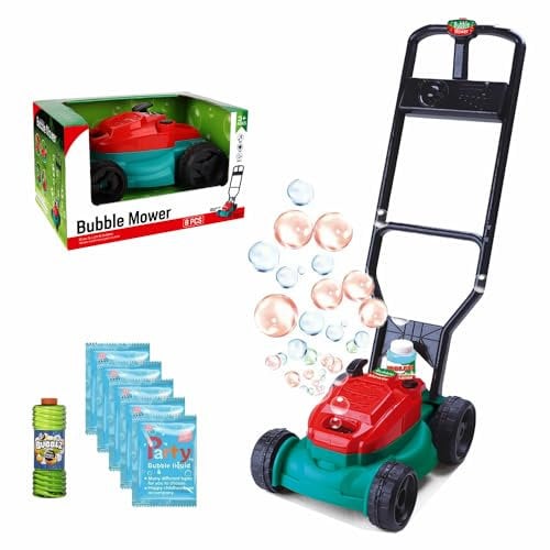 Sobebear Bubble maker Garden Mower Machine with 6 refile bubble solution Lawn Mower Bubble for Children, Ideal Toy for Summer Outdoor Party, 3+ Years (GARDEN TOOL SET WITH LIGHT & MUSIC)