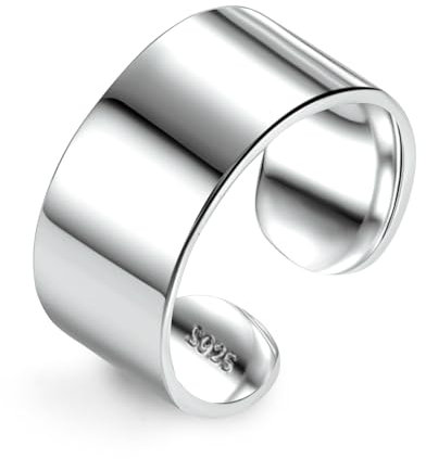 ALEXCRAFT Chunky Ring Silber 925 Damen Herren Offene Verstellbare Geschenke für Frauen Freundin Mama Mädchen Valentinstag 10mm
