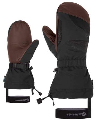 Ziener Erwachsene GAIKUS Ski-Fäustling/Wintersport | wasserdicht, Lange Stulpe, Wolle, Black.Dark Brown, 9,5