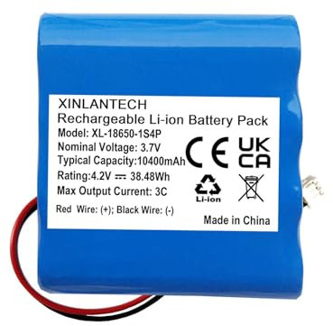 Batterie rechargeable 10400 mAh 3,7 V pour caméra de sécurité solaire DEKCO DL9E3CA11 SolarCam - Batterie 1S4P avec fiche à 3 fils