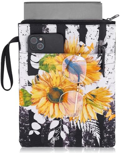 PH PandaHall Copertina per Libro in Brossura Girasole Custodia Protettiva per Libri con Cerniera, Custodia per Libri Borsa per Libri con Maniglia per Gli Amanti Dei Libri, 28.6 x 21.4cm