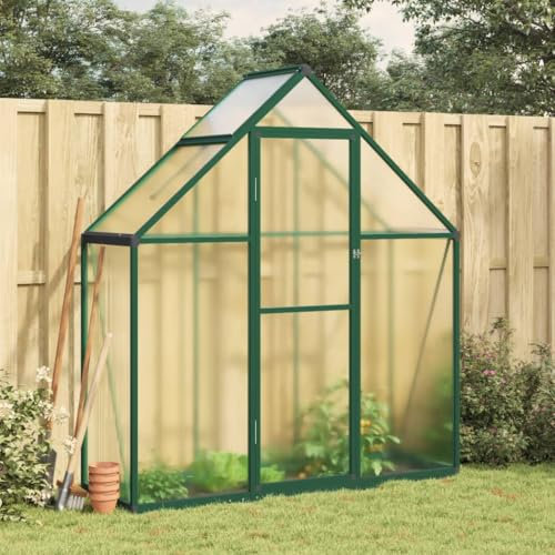 Iiaky Gewächshaus mit Fundamentrahmen GartengewäChshäUser Greenhouse GewäChshaus Aluminium Grün 169x58x195 cm Aluminimum