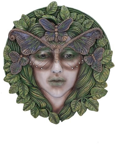 Nemesis Now Fern Round Ladies Face Wall Hanging Sculpture 20.2cm, Resin, Green, Cast in the Finest Resin, Expertly Hand-Painted