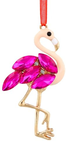 GROWTHMAGIC Weihnachtsschmuck 2024 – 3,8 x 6,9 cm, Metall, rosa Flamingo, Weihnachtsbaumschmuck mit Strasssteinen, Weihnachtsdekoration für Frauen