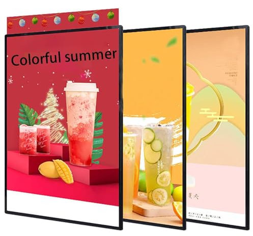 QYOEGSQ Caisson Lumineux LED Ultra-Mince, Cadre d'affichage publicitaire Mural, Cadre d'affichage publicitaire enfichable, Support d'affiche éclairé, for Restaurants, Bars, magasins(A4)