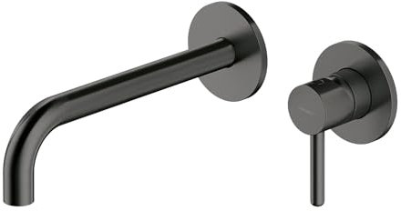 Omnires Y1215HLROGR, Grifo para lavabo empotrado con caño largo, elemento exterior Y, Graphite