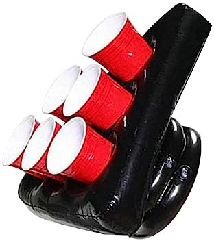 Vaguelly Tischtennis Pongball Hut Mit 6 Becher Halter Aufblasbar Für Weihnachtsfeiern Und Kinderpartys Wetterbeständiges Material