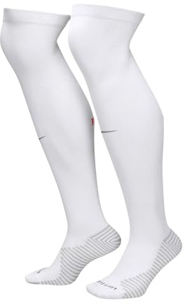Nike Paris Saint-Germain Strike FQ0247-100 Knee High Goalkeeper Football Socks, White/University Red/Midnight Navy, S