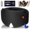 Silk Heated Eye Mask, 2000mAh Large Size Cordless Sleep Mask Warm Eye Compresses Electric Eye Heating Pad for Stye Blepharitis Dry Eyes Sinus Migraine Gifts for Men Woman (Black)