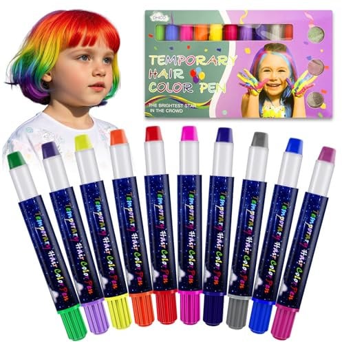 10 Colores Tiza De Pelo,Tinte Pelo Lavable NiñOs Hair Chalk Set,Para NiñOs Diy Fiesta,Temporal Carnaval Cosplay Fiesta Navidad,Tizas para el Pelo Niña Regalo de Cumpleaños
