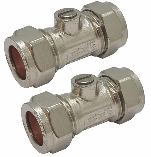 Isolation Valve 15mm 2 Pack - 15mm Isolation Valve - WRAS Approved Plumbing Fittings - Chrome Valve Compression & Easy Installation - Fitting Stopcock Valve & Stop Tap Water Shut Off Valve