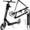 KRUZZEL Roller Kinder Klappbar ab 8 Jahren bis to 100 kg 200-mm-Räder - Höhenverstellbar Lenkrad 87–92–98 cm -Scooter Grau mit Fußbremse und Flaschenhalter - Aluminiumrahmen 25629