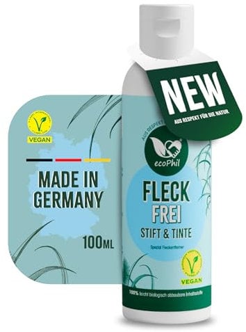 ecophil Fleckfrei [Tinte & Stift] | Veganer Fleckenentferner für Kleidung | Ohne Enzyme, ohne Duftstoffe, mikroplastikfrei | Für Allergiker geeignet | Made in Germany