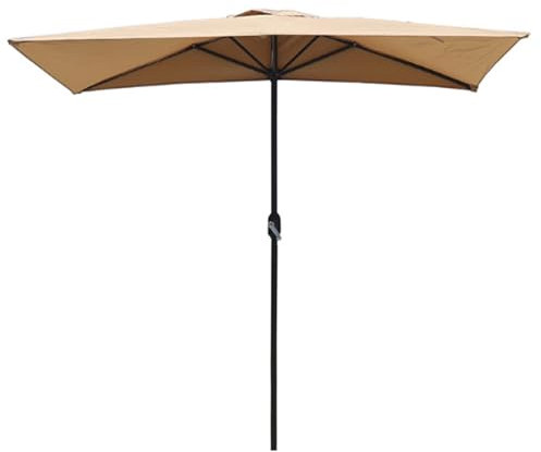ENWYTE Parasol d'extérieur Demi-Parapluie rectangulaire à 5 Baleines, Hauteur réglable Protection Solaire imperméable Jardin Cour Plage Table de Billard Parasol Mural(Khaki,Hand Crank)