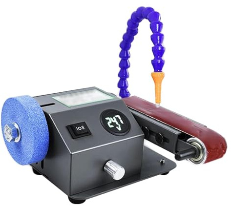 LHQYA Wet Bench Sander, Mini Electric Knife Sharpener with 10 Pieces Of Sanding Belts, 0-13000RPM Speed Adjustment, for Grinding Polishing Metal, Wood