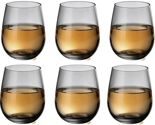 yongzhenlite Set of 6 Acrylic Wine Glasses, Plastic Glasses Cup, 20 Ounce Drinking Tumbler for Indoor Outdoor Party Use, BPA Free, Dishwasher Safe, Grey