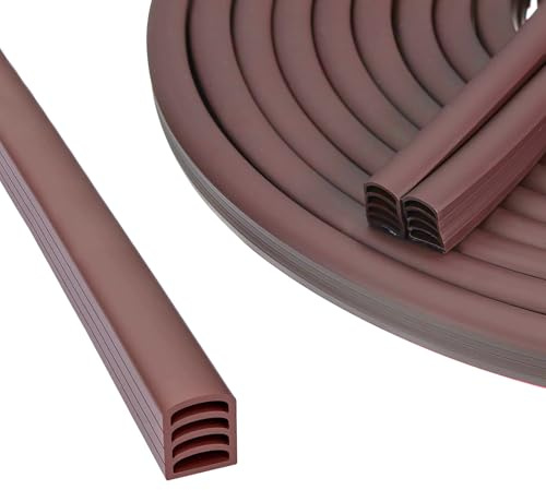 jackfru Dichtungsband Selbstklebend D-Form, Türdichtung 6 M x 10mm x 12mm, Wasserdichter Fensterdichtung Dichtungsstreifen für 2-12mm Lücke (Braun)