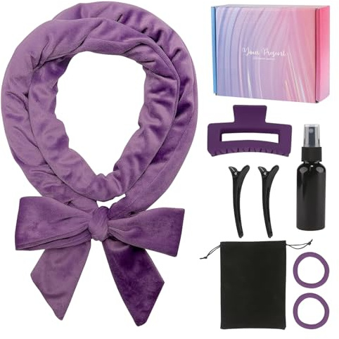 Anei Neu Lockenwickler Locken Ohne Hitze,Heatless Curls Band Samt über Nacht mit Haarnadel Rutschfest DIY Hair Curler no Hea Set Haarband Wave Formers für Mittleres Langes Haar Lila