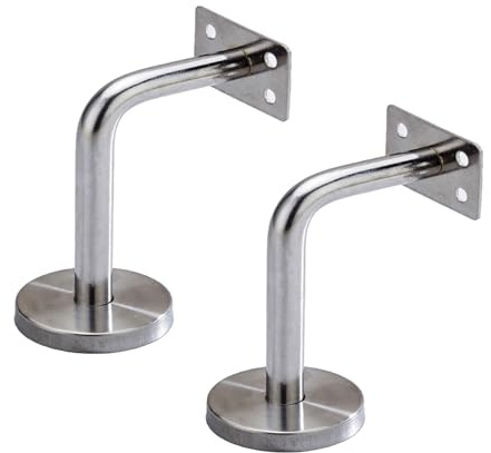 2 Pieces handrail Support Bracket, Durable Steel Bracket, Stair Railing handrail, for Stair Railing Wall Wood with Cover Rosette, (60 x 60 mm)