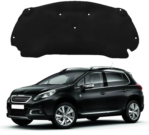 LUGIWN Capot Moteur Insonorisation Isolation Thermique Coton pour Peugeot 2008 2014 2015 2016 2017 2018 2019, Coussin d'isolation Acoustique pour Capot Avant de Voiture