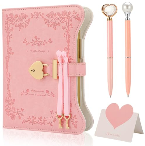 Diary with Lock for Girls Women, 360 Pages Secret Journal with Lock and Key
