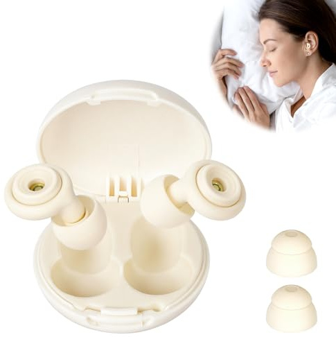 ALIIP Tapones Oidos Ruido Dormir, Tapones Silicona para Los Oídos Viajar | Earplugs Suaves con 6 Puntas de Silicona Reemplazable y 1 Estuche, Cancelación de Ruido y Protección Auditiva, 4 Tamaño-Beige