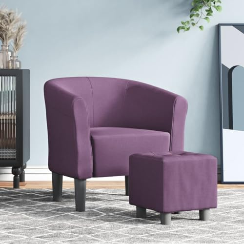 QUAHEAS Fauteuil club avec repose-pieds, tissu violet, fauteuil d'accent moderne pour salon, chambre à coucher, bureau, fauteuil de lecture confortable, robuste, avec accoudoirs, charge maximale de