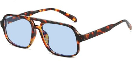 WDZAYXC Retro Sonnenbrille für Damen Herren Trendy,Retro Sonnenbrille mit großem Rahmen (Schildpattfarbe/Blau)