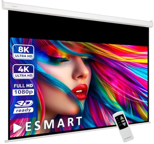 ESMART Professional MIMOTO Motorleinwand Gesamtbr. 360 cm, Tuch: Weiß | Bildfläche 323 × 202 cm, Format 16:10, weißes Tuch für Heimkino und Präsentationen, inklusive Fernbedienung