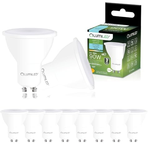 Lumiled LED GU10 10W ersetzt 90W 1000lm 6500K Kaltweiß 120° Nicht Dimmbar 10er Pack Energiespar Leuchtmittel Reflektor Spot für Küche Wohnzimmer Büro Flur
