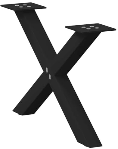 Sophrelle Pieds de Table Basse en Forme de X, 2 pièces, Noir, 50 x (30-31) cm, Acier,Pieds de Table,4.75kg-4012876
