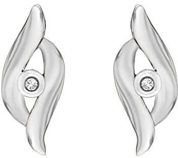 Tuscany Silver Damen Ohrstecker Rhodiniert Sterling Silber Überlappend Diamant