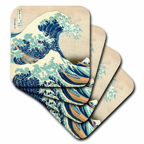 3dRose CST 155631 3 The Great Wave Off Kanagawa vom japanischen Künstler Hokusai Dramatische Blue Sea Ocean Ukiyo e-Print 1830 Keramik Fliesen Untersetzer (Set von 4)