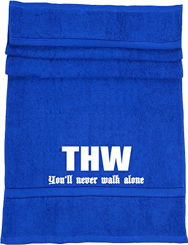 ShirtShop-Saar THW You'll Never Walk Alone; Badetuch Royalblau