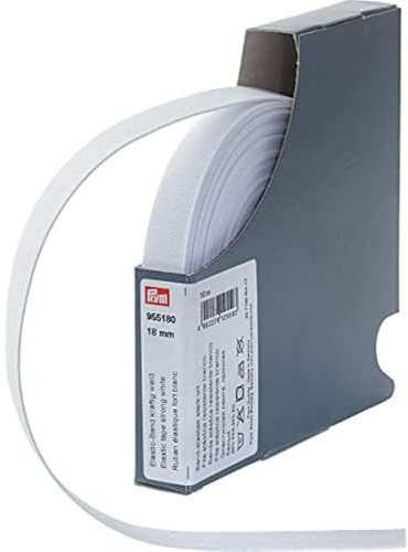 Prym 955180 Elastic-Band kräftig 18 mm weiß, 66Prozent PES 34Prozent ED