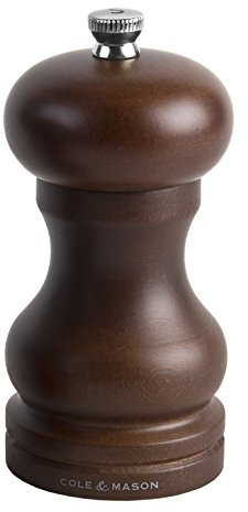 Cole & Mason HB0445PHO Forest Capstan Molinillo de Sal, Madera Oscura, Precision+/Molienda Ajustable, Madera de Haya Teñida, 120mm, Incluye 1 x Molino