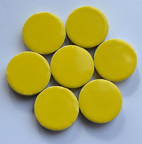 10 Stück keramische Mosaiksteine rund gelb Durchmesser ca. 17-18 mm ca. 20g