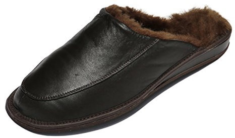 Hollert Leather Lammfell Hausschuhe JAN Premium Fellschuhe aus 100% Merino Schaffell Größe EUR 44, Farbe Braun