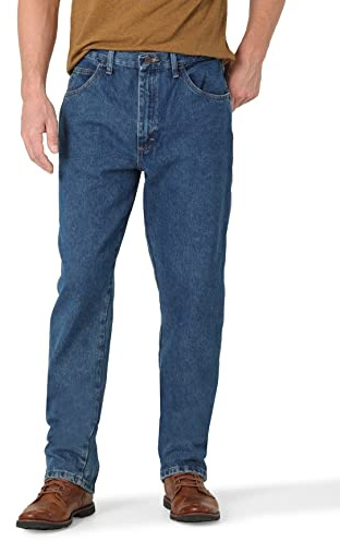 Rustler mens Classic Relaxed Fit Jeans, Dark Stonewash, 36W x 30L US