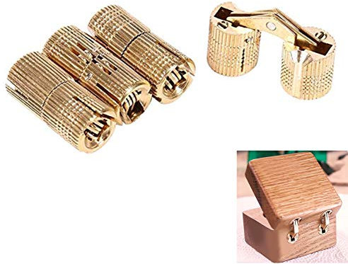 4 Pezzi Cerniera Nascosta, Cerniere a Scomparsa in Ottone 180 ° Angolo di Apertura per Contenitore Gioielli Porta in Legno DIY Fatto Mano(10 mm)