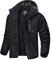 KEFITEVD Winterjacke Herren Warm Softshell Jacke Wasserdicht Snowboardjacke Gefüttert Kapuzenjacke Thermo Outdoorjacke für Snowboard Ski Männer Schwarz XL
