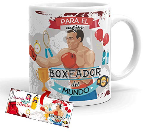 Kembilove Taza de Café del Mejor Boxeador del Mundo – Taza de Desayuno para la Oficina – Taza de Café y Té para Profesionales – Tazas Profesiones de Boxeadores, Abogados, Policías, Maestros