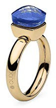 Qudo Firenze Edelstahl gold Ring mit blue Stein (blau) (56 (17.8))