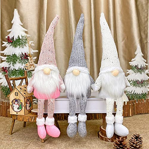 Weihnachtsdeko 3 Stück Weihnachten Wichtel, Rosa Weiß Grau Weihnachten Deko Wichtel Plüsch Wichtel Figuren Weihnachtswichtel Weihnachten Herbsternte Wichtel Weinachtsdeko Deko Weihnachten(46 x 16 cm)