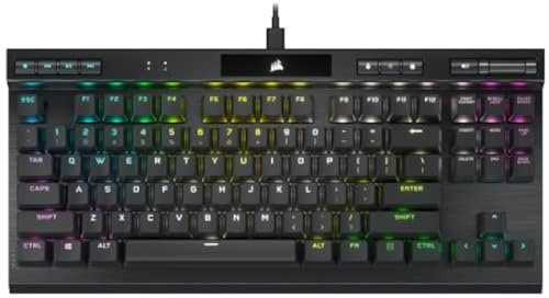 Corsair K70 RGB TKL CHAMPION SERIES Tastiera da gioco ottico-meccanica (OPX RGB Ottico-Meccanico, Robusto telaio in alluminio, Illuminazione RGB per tasto, Cavo USB-C staccabile) Nero