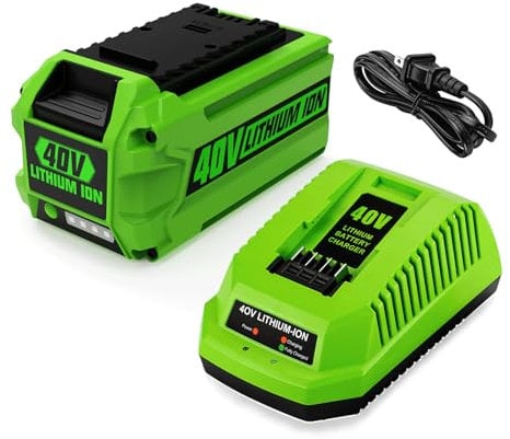 Energup 6.5A 40Volt 29472 29462 Replace for Greenworks 40V Battery and Charger 29482, for 40Volt G-MAX Tools 29252 20202 22262, with 40V Grennworks Charger, NOT for Greenworks Gen 1